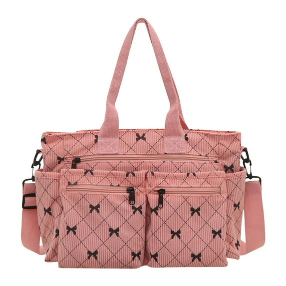 JoyMoreHome Large Capacity Casual Corduroy Tote Bags with Multiple Pockets, Crossbody Bag Travel Shoulder Bags for Travel, Exercise, Beach