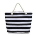 thumbnail image 1 of JoyMoreHome Large Reusable Eco Beach Tote, Canvas Fabric Travel Shoulder Bag Stripe Decoration, 1 of 5