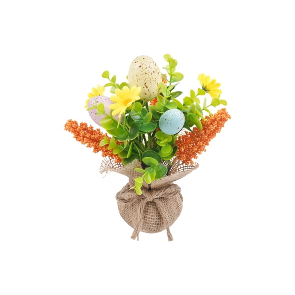 JoyMoreHome Mini Easter Egg Potted Plant, Artificial Easter Egg Tree for Holiday Party, Table Centerpiece, Farmhouse