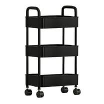 JoyMoreHome Multi Tier Plastic Rolling Cart with Handle, Multi-Functional Movable Storage Trolley for Office, Living Room, Kitchen