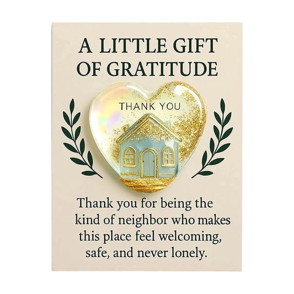 JoyMoreHome Neighbor Thank You Card, Heart Shape Gold Design, Thank You Gift Card, for Friends, Families and Neighbors