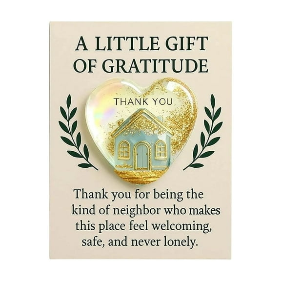 JoyMoreHome Neighbor Thank You Card, Heart Shape Gold Design, Thank You Gift Card, for Friends, Families and Neighbors