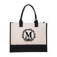 thumbnail image 1 of JoyMoreHome Personalized Initial Jute/Canvas Beach Bag, Monogrammed Gift Tote Bag for Women, 1 of 3