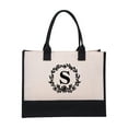 thumbnail image 1 of JoyMoreHome Personalized Initial Jute/Canvas Beach Bag, Monogrammed Gift Tote Bag for Women, 1 of 3