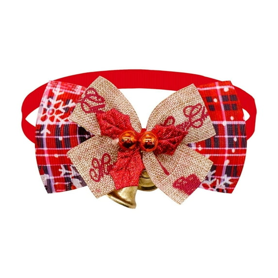 JoyMoreHome Pet Collar with Cute Bow Tie and Bell, Christmas Pet Plaid Collar, Cute Bow Tie Collar for Cats and Puppies