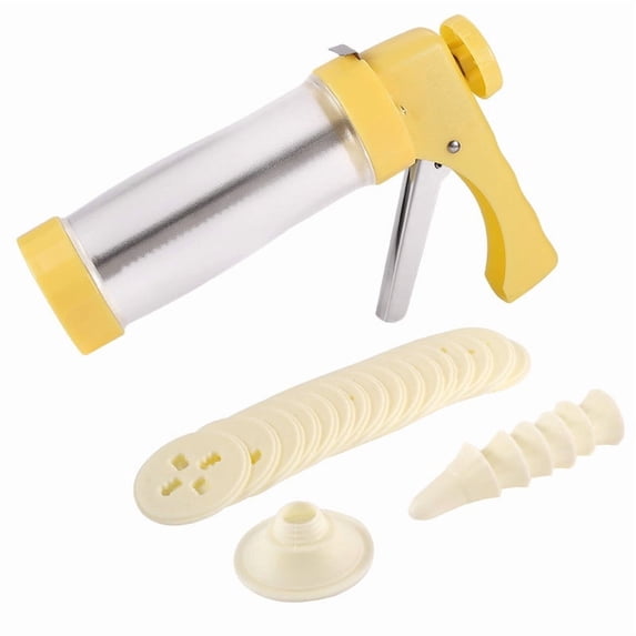 JoyMoreHome Piping Tool Set with 16 template discs and 6 nozzles, Baking Piping Tool for DIY Make Cookie and Cake