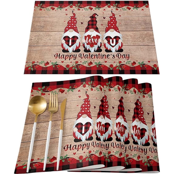 JoyMoreHome Placemats Set of 4,Cotton Linen Table Mats Non-Slip Washable Placemat for Holiday Party Dining Kitchen Table Decor