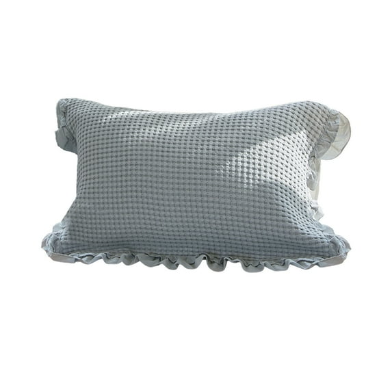 JoyMoreHome Plaid Ruffle Pillow Shams 31.5x23.62 inch, Washed Cotton Decorative Pillow Covers for Bed Sofa Livingroom Bedroom