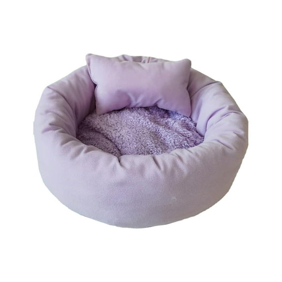 JoyMoreHome Plush Soft Comfortable Pet Bed, Round Pet Beds with Pillow for Small and Medium-Sized Pets, Diameter 14 Inch, Anti-Slip & Washable Round Pet Bed, Fluffy Plush Faux Fur Pet Bed