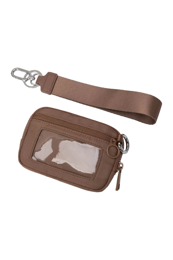 Portable Wristlet Wallet for Women, Mini Zip Card Case with Clear ID Window Coin Purse, Lightweight Waterproof Wallet