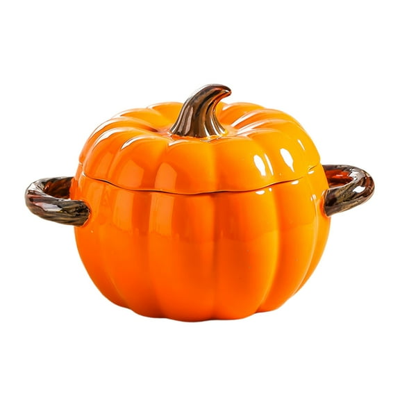 JoyMoreHome Pumpkin Bowl with Lid, Mini Ceramic Pumpkin Pot, Stockpot Tableware for Home Thanksgiving Halloween Party