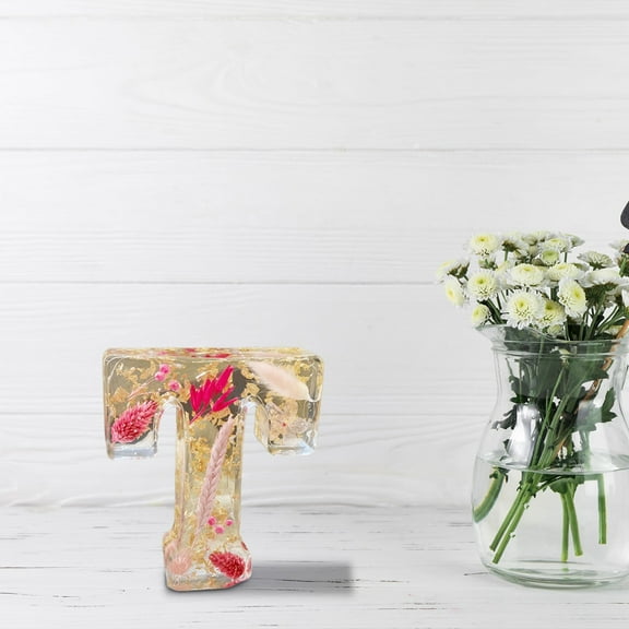 JoyMoreHome Resin Flower Letter Light, 26 Letters Decorative Flower Night Light, Easy to Use, Durable Decor for Livingroom, Bedroom, Office, Shelf, Letter T