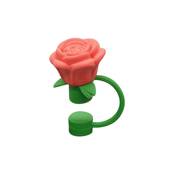JoyMoreHome Rose Flower Straw Covers, Silicone Straw Toppers, Dust Proof Plugs, Protector, Drinking Dust Cap for Accessories