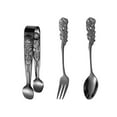 thumbnail image 1 of JoyMoreHome Rose Handle Spoon Fork Tong Set Stainless Steel Flatware for Coffee Tea Dessert Ice Cream Salad Appetizer, 1 of 5