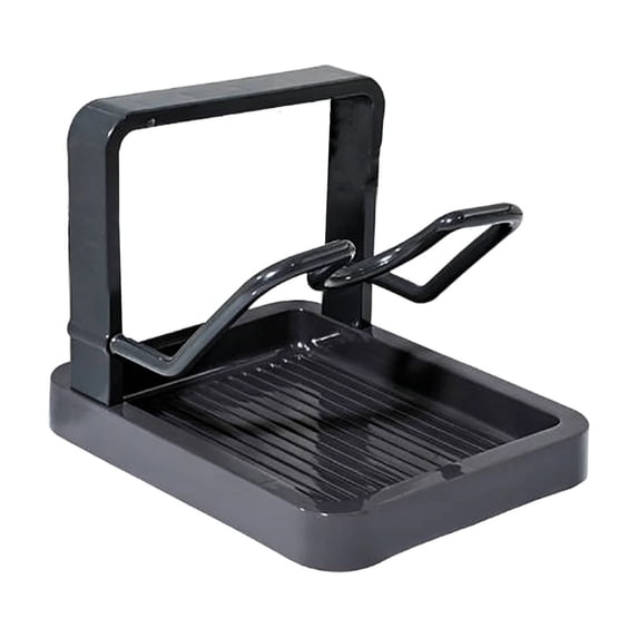JoyMoreHome Single Layer Kitchen Pot Lid Storage Rack, Stainless Steel Organizer with Drip Tray and Spoon Rest, for Ladles, Pot Lid, Spatulas, Vegetable Boards