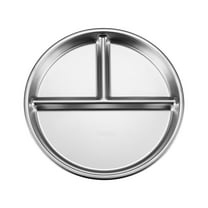 JoyMoreHome Stainless Steel Divided Plate, 3 Sections Diet Control Dinner Plate, Unbreakable Food Serving Tray for Campers, Travel and Daily Use