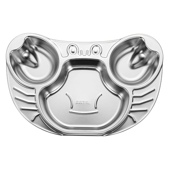 JoyMoreHome Stainless Steel Divided Plates, Metal Unbreakable Portion Control Plate, Cute Animal Shaped Steel Plates, BPA Free