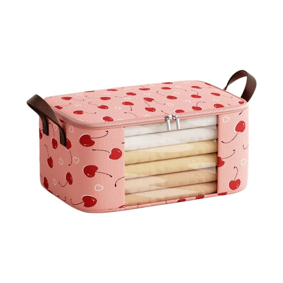 JoyMoreHome Storage Bags with Zipper and Clear Window, Cotton Blended Fabric Storage Containers for Clothes and Bedding