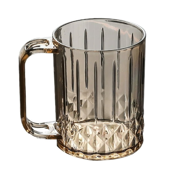 JoyMoreHome Striped Mouthwash Cup, Transparent Plastic Cups with Handle, Easy to Clean, for Kitchen, Bathroom Sink, Livingroom