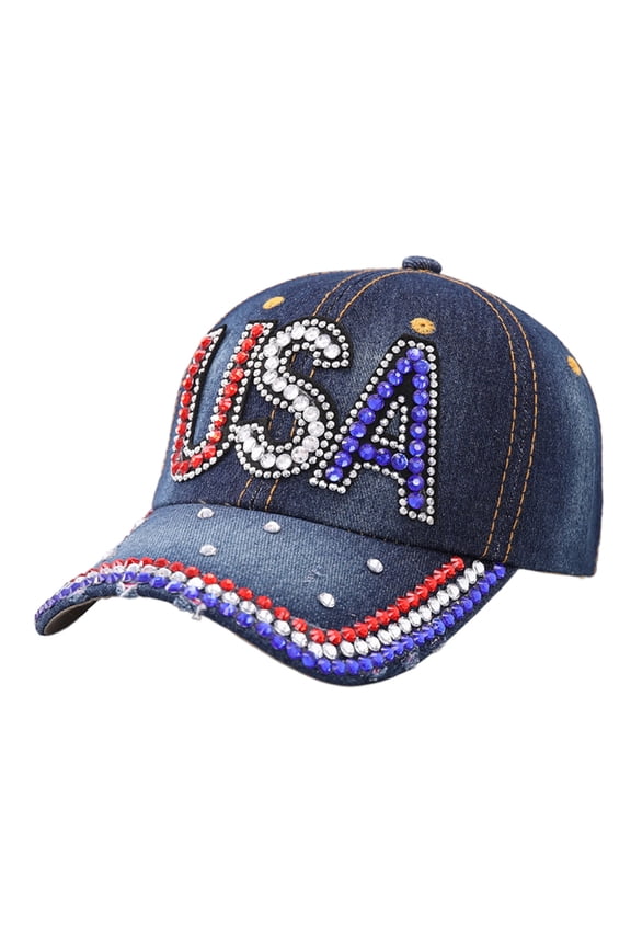 USA American Flag Peaked Cap, 4th of July Independence Day Patriotic Adjustable American Flag Peaked Cap for Men Women Teen