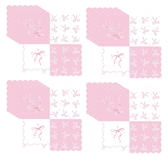 JoyMoreHome Valentine Day 20 Pcs Bow Printed Napkins, 6.3x6.3 Inch Bow Theme Disposable Napkins, for Holiday Party, Wedding, Tabletop, Kitchen, Livingroom
