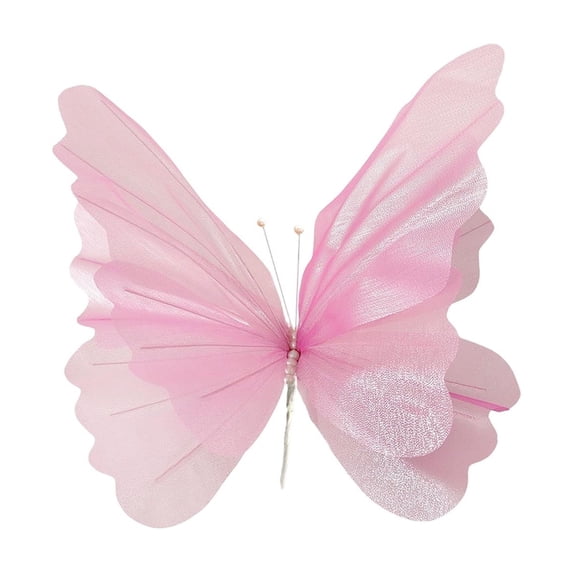 JoyMoreHome Valentine Day Artificial 3D Gauze Butterfly Decor, Large Silk Yarn Butterfly for Wedding, Bedroom, Livingroom, Holiday Party