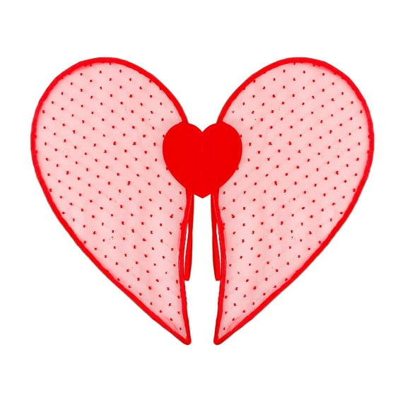 JoyMoreHome Valentine Day Heart Shape Wing Decor, Transparent Tulle Wing with Adjustable Straps, for Cosplay Party, Performance