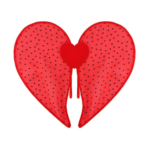 JoyMoreHome Valentine Day Heart Shape Wing Decor, Transparent Tulle Wing with Adjustable Straps, for Cosplay Party, Performance