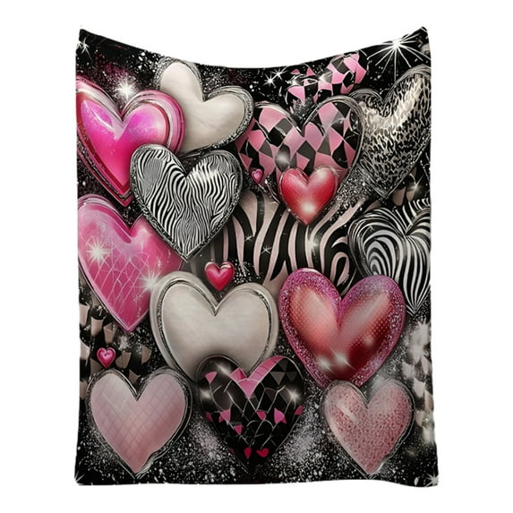 JoyMoreHome Valentine Day Theme Flannel Throw Blanket, 27.6x39.4 Inch Soft Comfortable Decorative Warm Blanket for Sofa, Livingroom, Bedroom