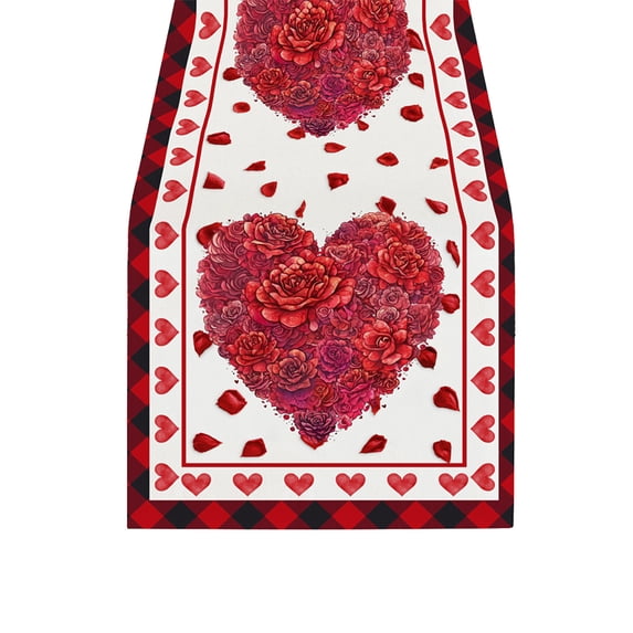 JoyMoreHome Valentine Day Theme Printed Tablecloth, Easy to Clean and Maintain, 13x71 Inch Decorative Tablecloth for Dining Table, Holiday Party, Kitchen, Livingroom