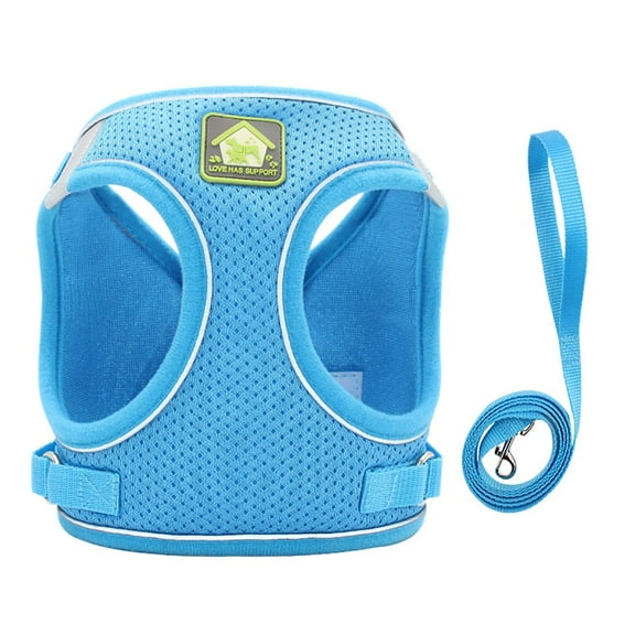 JoyMoreHome XS Size Soft Mesh Dog Harness with Traction Rope, No-Chock Step-in Reflective Breathable Lightweight Easy Walk Vest Harnesses with Safety Buckle for Small Dogs and Cats, Use for Outdoor