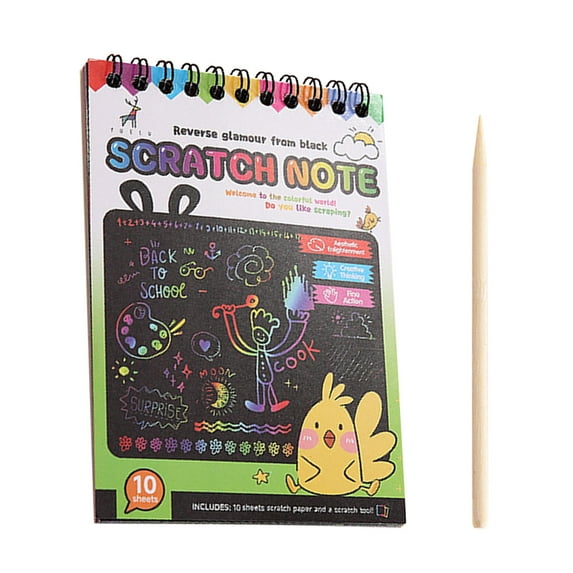 JoyMoreToys DIY Scratch Paper Drawing Pad, with Wooden Stylus Black Magic Scratch Art Pad for Drawing & Sketching