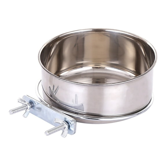 JoyMoreToys Hanging Dog Crate Kennel Bowl, Diameter 5.5 Inch, Stainless Steel Bowl with Clamp Attach Holder, Metal Feeder for Cat Bird Dog, Pet Crate Accessories