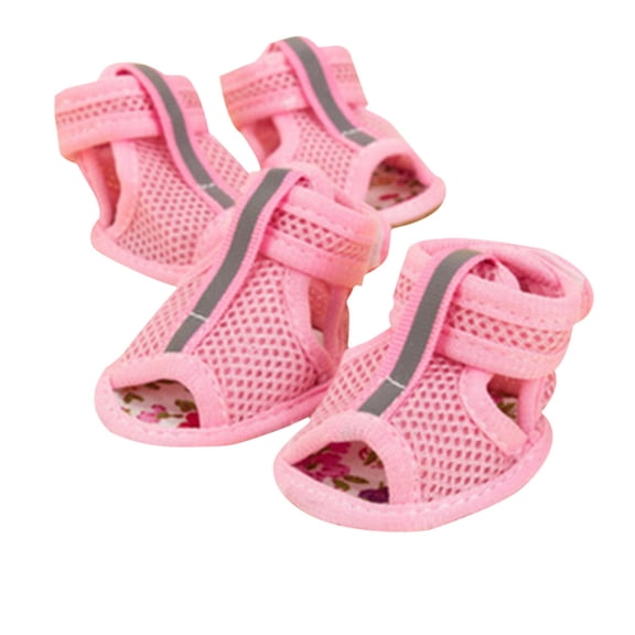 JoyMoreToys M Code Mesh Breathable Dog Sandals, Non Slip Paw Protectors Adjustable Sandals, for Small Pet Dog Cat, Pink