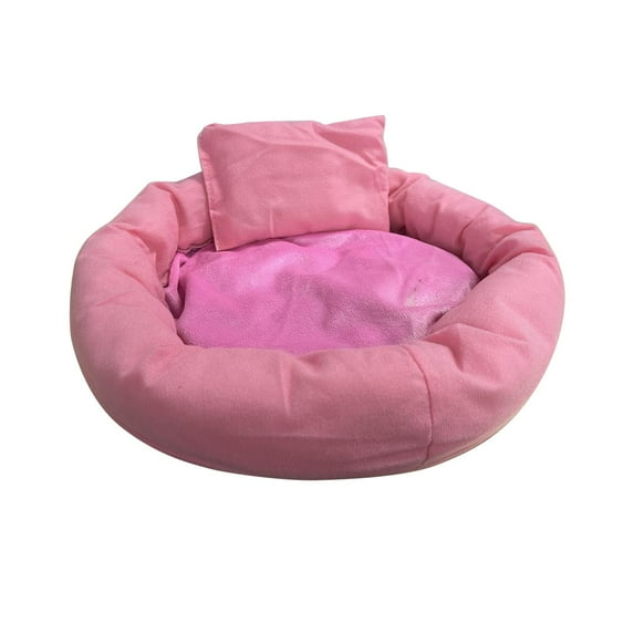 JoyMoreToys Soft Plush Pet Bed with Pillow, 14x14 Inch, Cozy Pet Bed for Indoor Outdoor, for Small Medium Pet Rest and Sleep