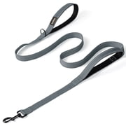 JoyPetto Heavy Duty Dog Leash with Double Handle for Large & Medium Dogs: 6 FT Reflective Nylon, Traffic Control Padded,Grey