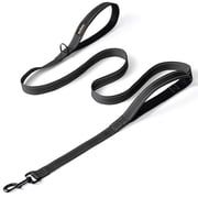 JoyPetto Heavy Duty Dog Leash with Double Handle for Large & Medium Dogs: 6 FT Reflective Nylon, Traffic Control Padded, Black