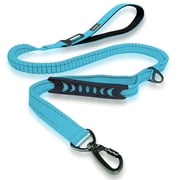 JoyPetto No-Pull Bungee Dog Leash with Dual Handle, 4-6ft Shock Absorbing Reflective Leash with Car Seatbelt Clip, Blue