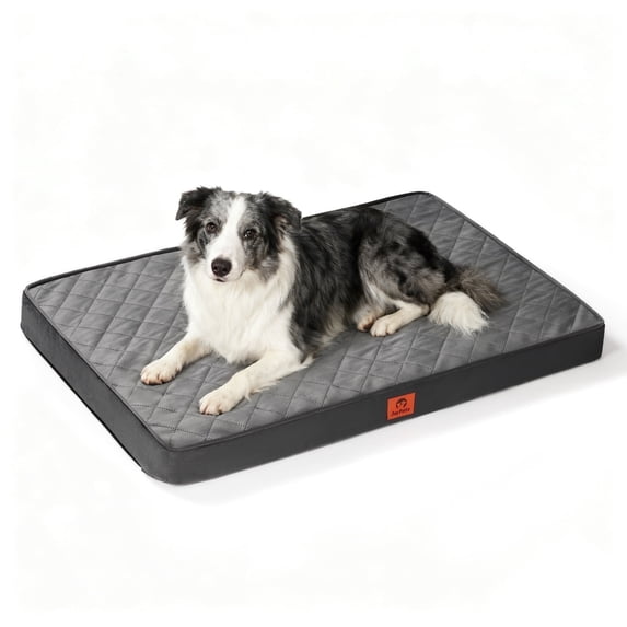 JoyPetto Orthopedic Dog Bed, Egg Crate Foam, Waterproof Washable Non-Slip Mattress,Dark Gray for Crate Indoor Use