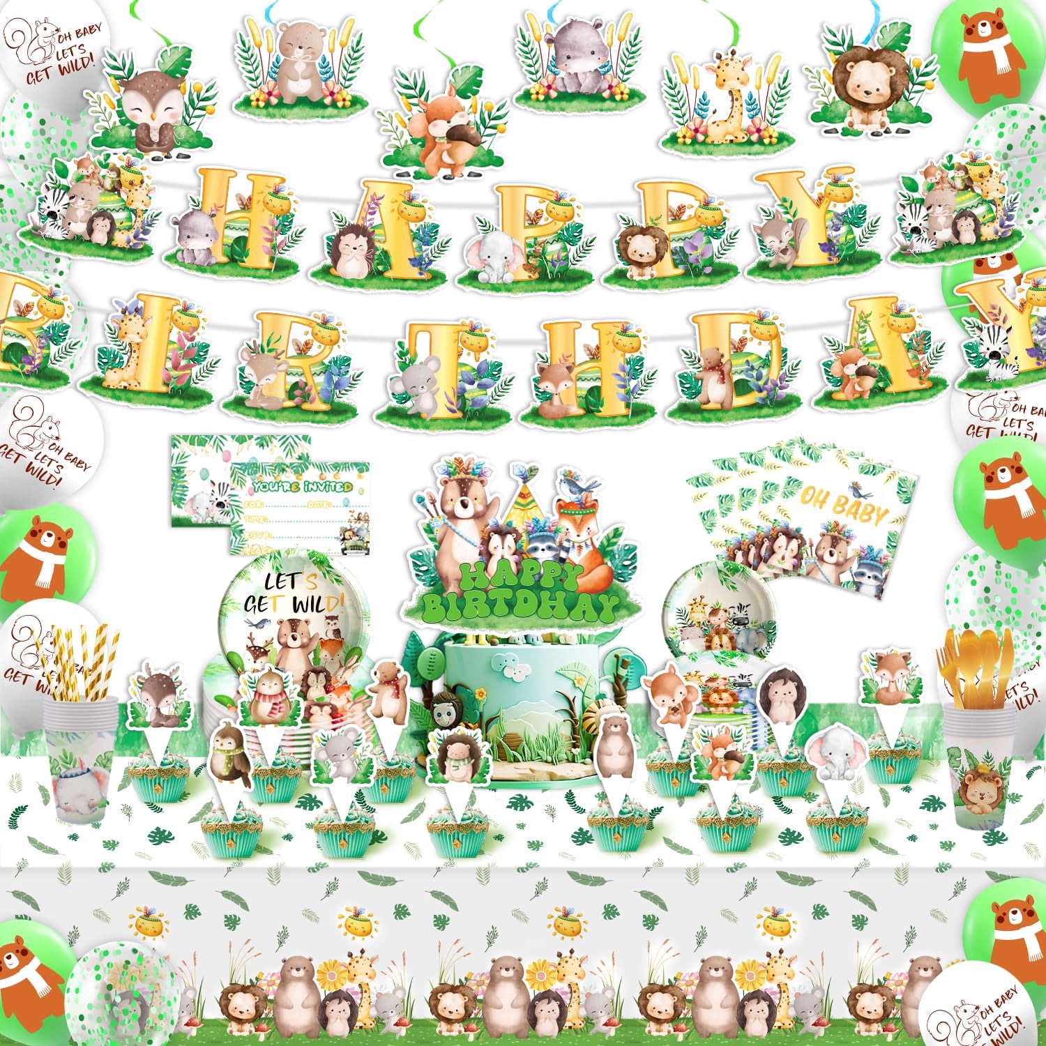 JoyPopper Jungle Safari Birthday Decorations -Wild One Birthday ...