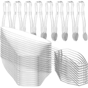 JoyServe 16-Pc 6 Oz Clear Plastic Bowl Set Angled Serving Bowls with 8 Plastic Scoops & 8 Plastic Tongs