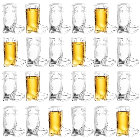 JoyServe 24-Pack Mini Cowboy Boot Shot Glasses  Plastic Spirit Glasses for Parties and Western-Themed Events