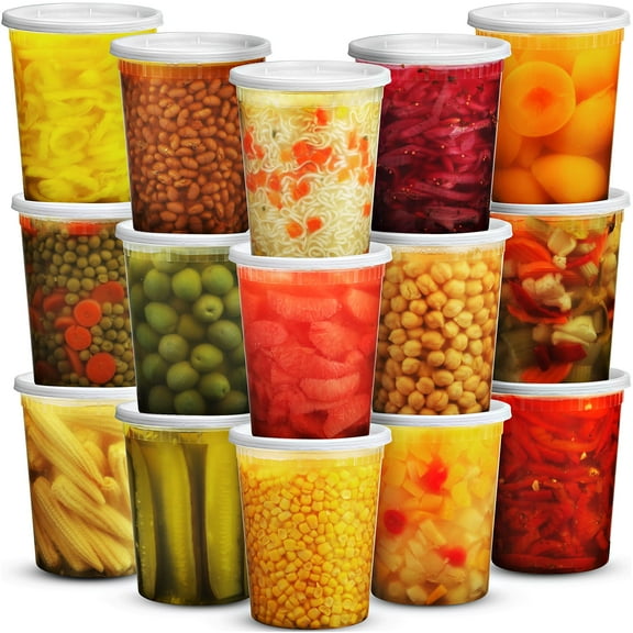 JoyServe 32 Oz Deli Food Containers with Lids - (72 Sets) Quart Airtight Plastic Food Storage for Takeout, Meal Prep, To-Go, Soup Freezer Containers with 72 Lids, BPA-Free, Dishwasher, Microwave Safe