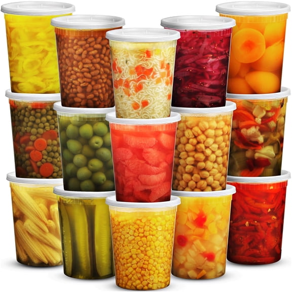 JoyServe 32 Oz Deli Food Containers with Lids - (72 Sets) Quart Airtight Plastic Food Storage for Takeout, Meal Prep, To-Go, Soup Freezer Containers with 72 Lids, BPA-Free, Dishwasher, Microwave Safe