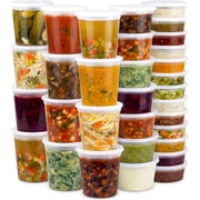 JoyServe 48 Sets Deli Containers with Lids   8oz, 16oz & 32oz   Leak Proof, Microwaveable, Dishwasher & Freezer Safe   Plastic Food Storage & Soup Containers