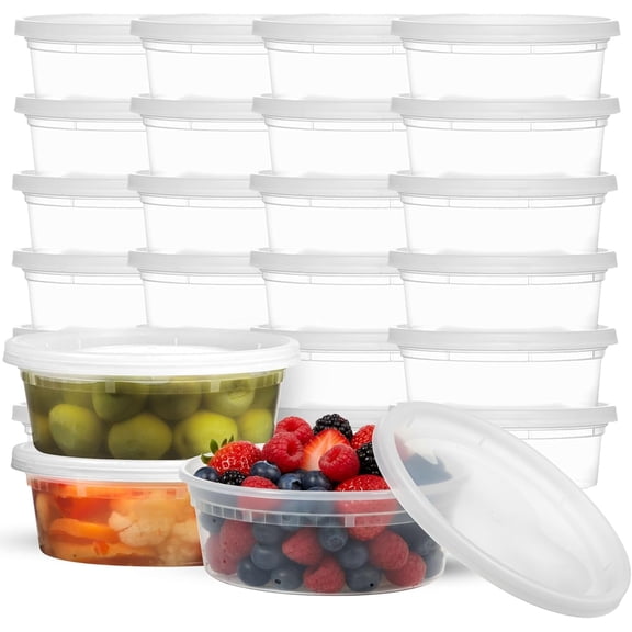 JoyServe 60 Sets (120-Piece) 8 oz Deli Food Containers with Lids for Food, Snacks, Takeout, Meal Prep - 1 Cup Small Durable Clear Containers - Stackable and Durable, Dishwasher & Microwave Safe
