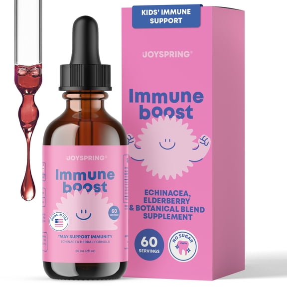 JoySpring Immune Boost Kids Liquid Supplement Drops with Elderberry & Echinacea, Boys & Girls, 2 fl oz, 60 Servings