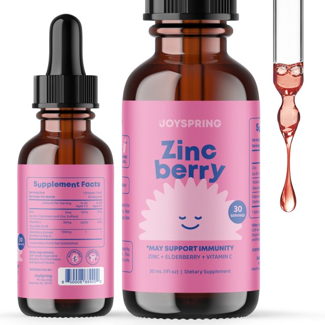 JoySpring Zinc Liquid Supplement Drops for Kids with Elderberry
