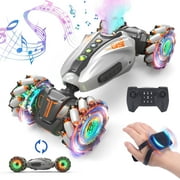 JoyStone 1:12 RC Cars Gesture Sensing Stunt Car, 2.4GHz 4WD Hand Controlled RC Car with 360° Rotating, Spray, Lights&Music, Birthday Gifts for Boys&Girls(Grey)