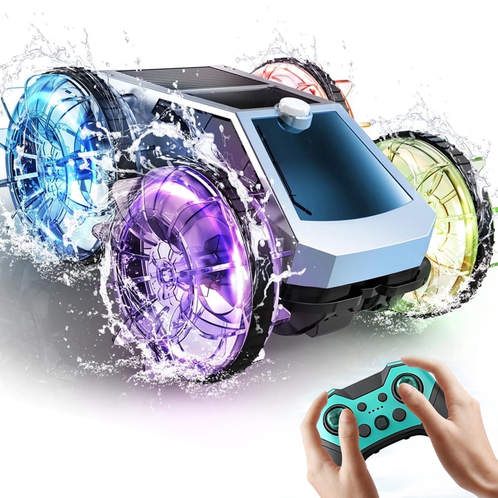 JoyStone RC Car for Kids, 4WD Amphibious Remote Control Car with LED Lights and 360° Rotating Stunts, All-Terrain Off-Road Monster Truck Toy Gift for Boys Girls